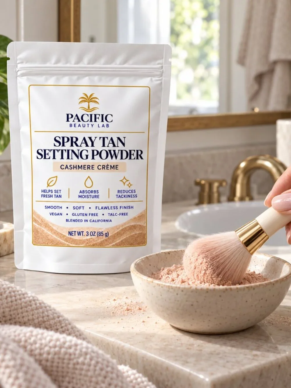 Pacific Beauty Lab Spray Tan Setting Powder Cashmere Crème Scent 3 oz Talc-Free